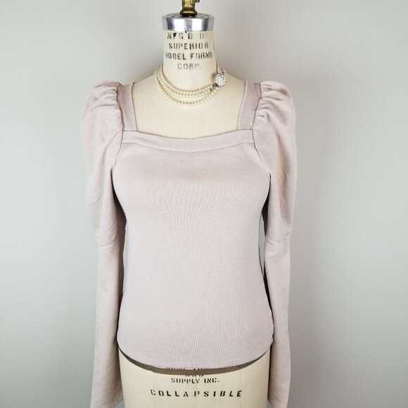 Splendid Josephine Puff Sleeve Sweatshirt in Latte * Super Soft * Ladies Small - Picture 1 of 8